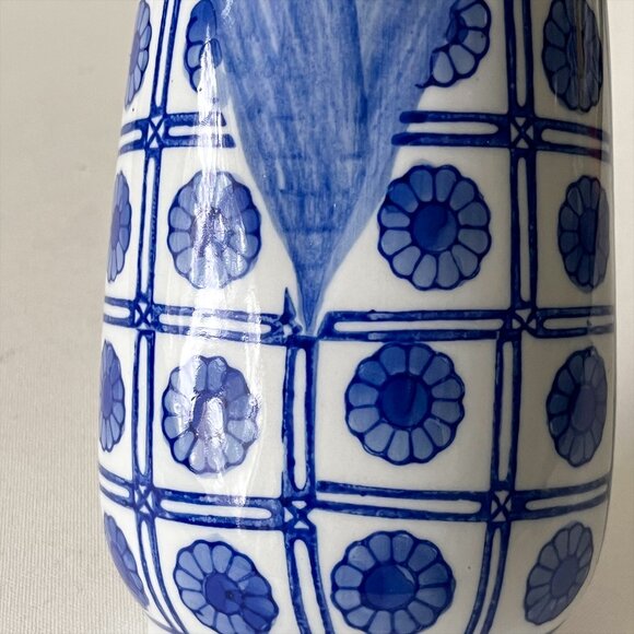 Vintage Blue and White Floral Porcelain Wall Pocket Vase - Picture 2 of 5